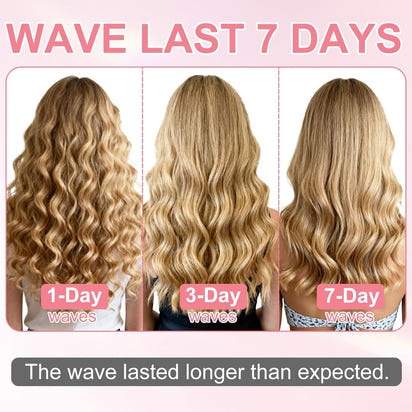 Hair Styling Tool with Negative Ionic Technology, Beach Wave Hair Waver with Negative Ion Technology, Creating Smooth Waves French Style, Waves on All Hair Types (Pink)